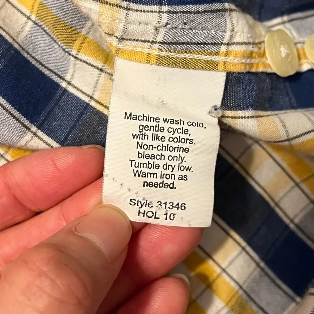 J CREW 100% Cotton Blue Yellow Button Down Long Sleeve Tailored Fit Shirt Small